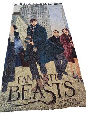 Fantastic Beasts Blanket Where to Find Them Woven Tapestry Fringed Throw Blanket